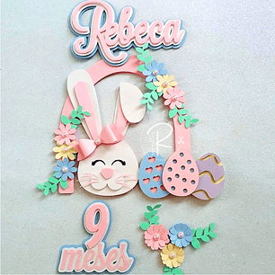 Arquivo Topo de Bolo Páscoa Coelhinha no Jardim - EM CAMADAS