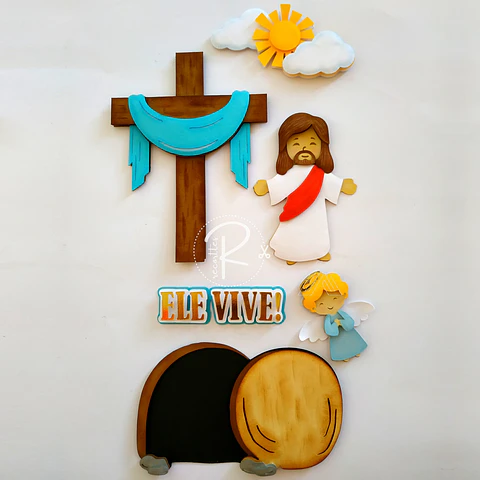  Arquivo Topo de Bolo Páscoa Cristã Paixão de Cristo - EM CAMADAS