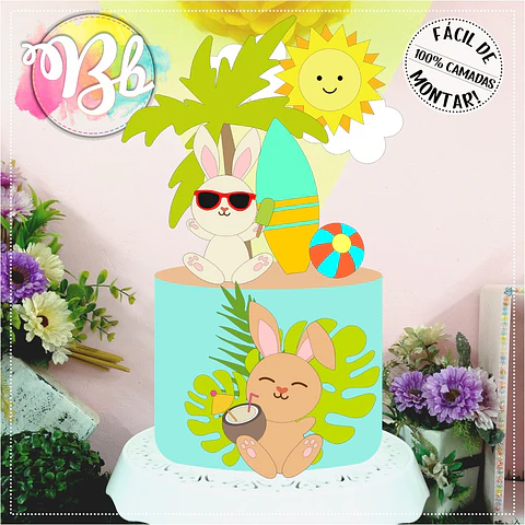  Arquivo Topo de Bolo Páscoa Praia dos Coelhinhos - EM CAMADAS