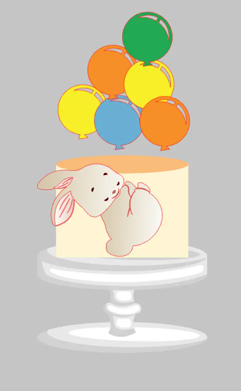 Arquivo Topo de Bolo Páscoa Coelhinho com Balões - EM CAMADAS