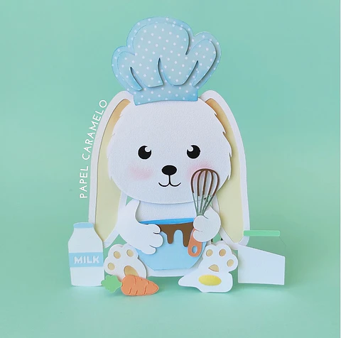 Arquivo Topo de Bolo Páscoa Coelhinho Confeiteiro - EM CAMADAS