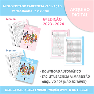 Arquivo Miolo Caderneta Vacinas 6° edição – Cor rosa e azul - afetivo papel