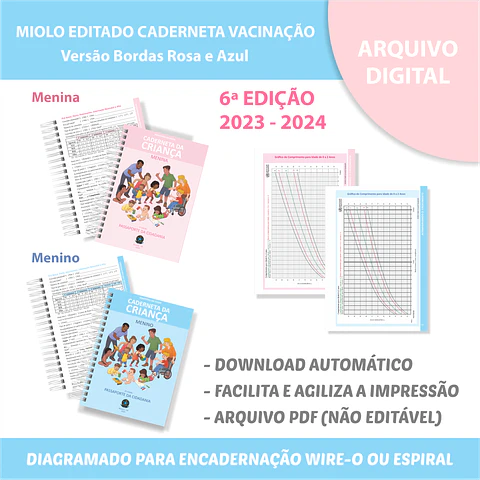 Arquivo Miolo Caderneta Vacinas 6° edição – Cor rosa e azul - afetivo papel