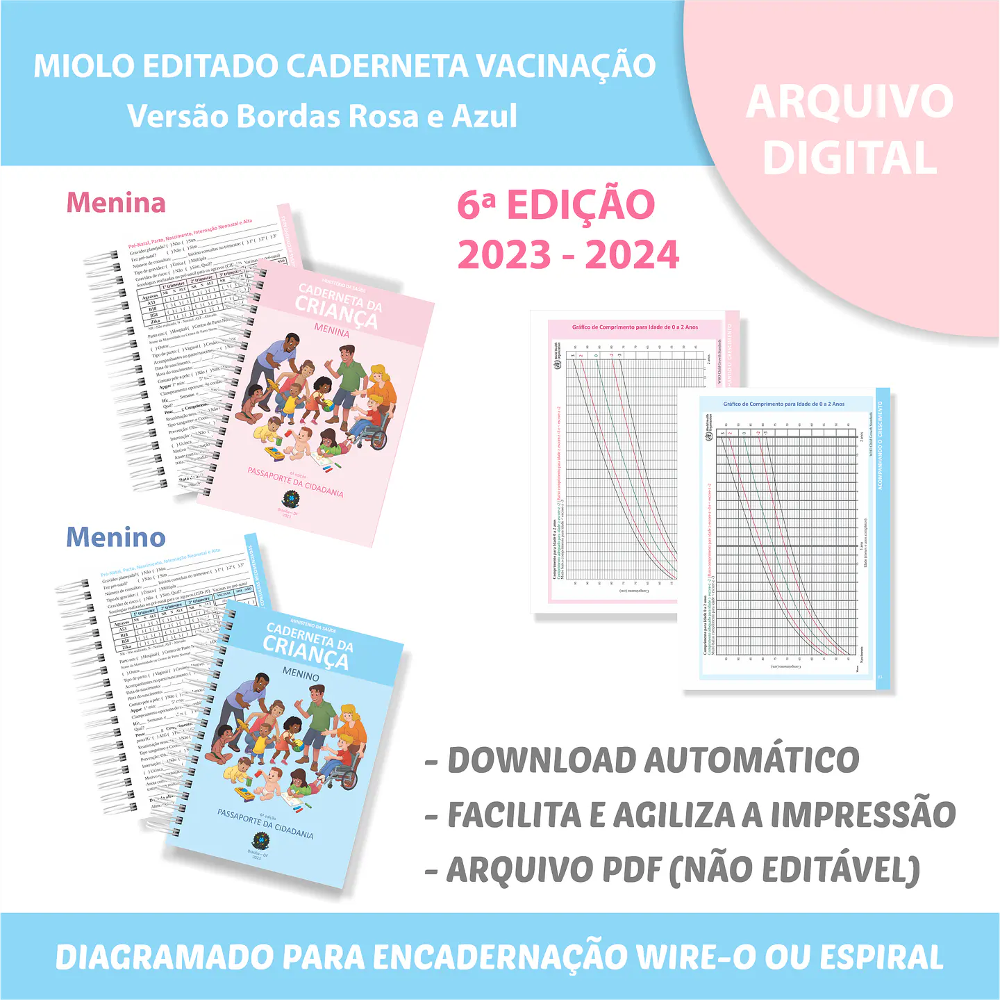 Arquivo Miolo Caderneta Vacinas 6° edição – Cor rosa e azul - afetivo papel 1