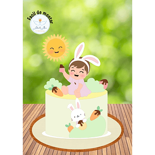 Arquivo de Corte Topo Páscoa Bebe no Menina Jardim