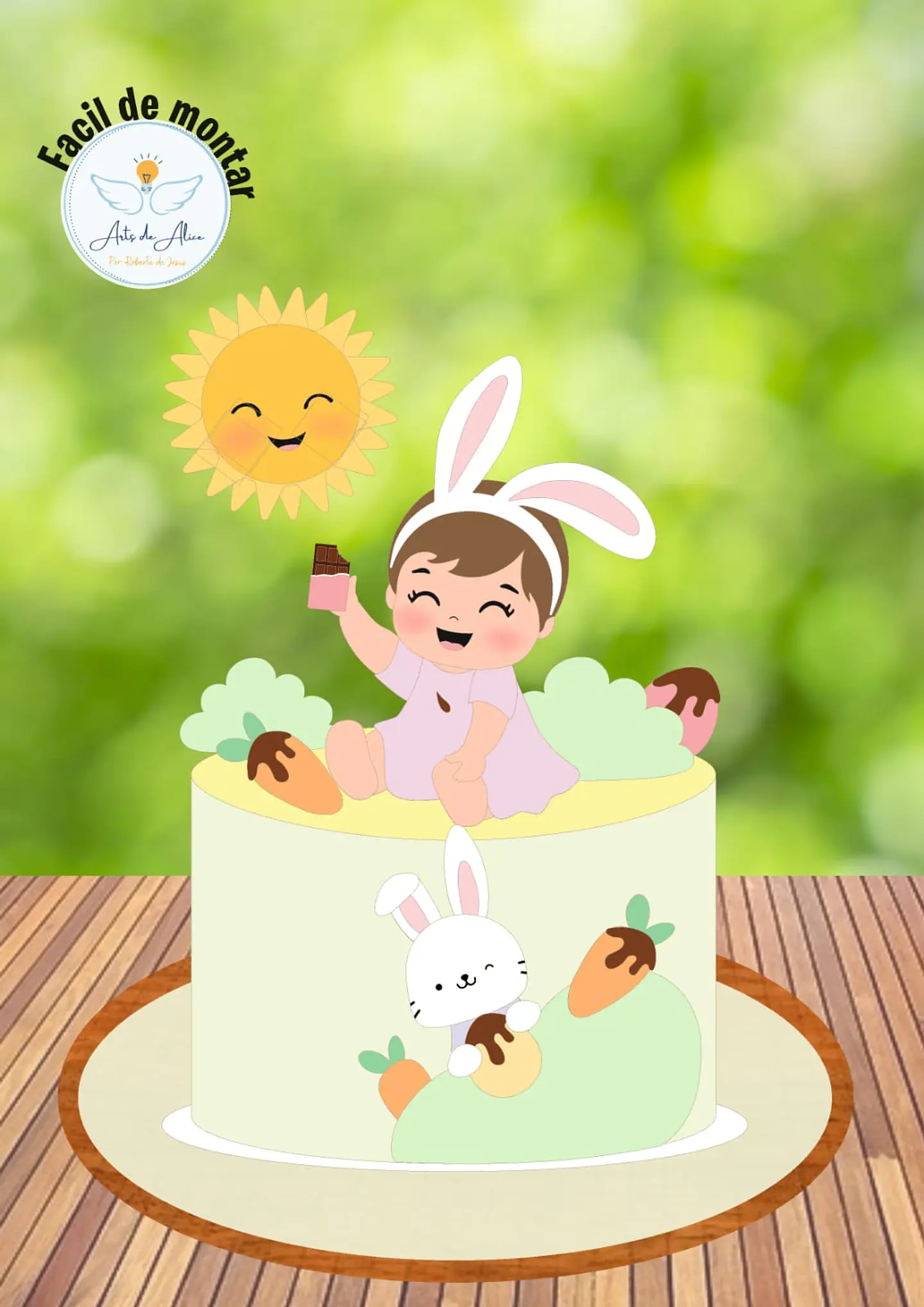 Arquivo de Corte Topo Páscoa Bebe no Menina Jardim 1