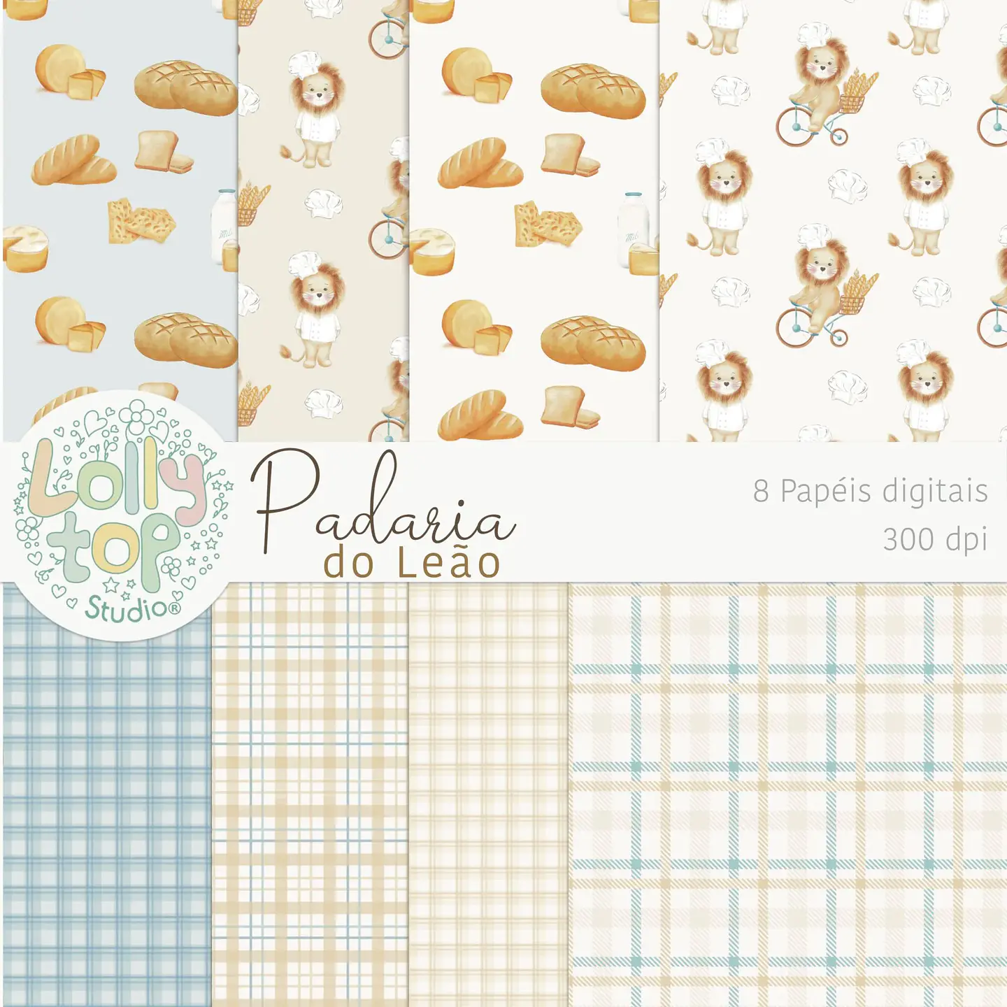 KIT DIGITAL - PADARIA DO LEÃO - PAPÉIS - LOLLYTOP 1