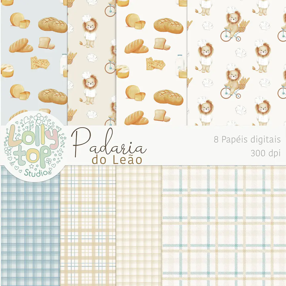 KIT DIGITAL - PADARIA DO LEÃO - PAPÉIS - LOLLYTOP 1