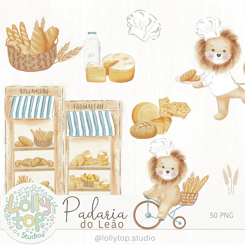 KIT DIGITAL - PADARIA DO LEÃO - ILUSTRAÇÕES - LOLLYTOP