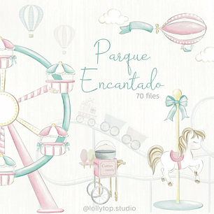 KIT DIGITAL PARQUE ENCANTADO ROSA CLIPPART - LOLLYTOP