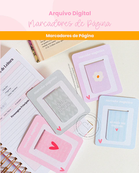 Arquivo Marcadores de Páginas Fofo - Branco Papel