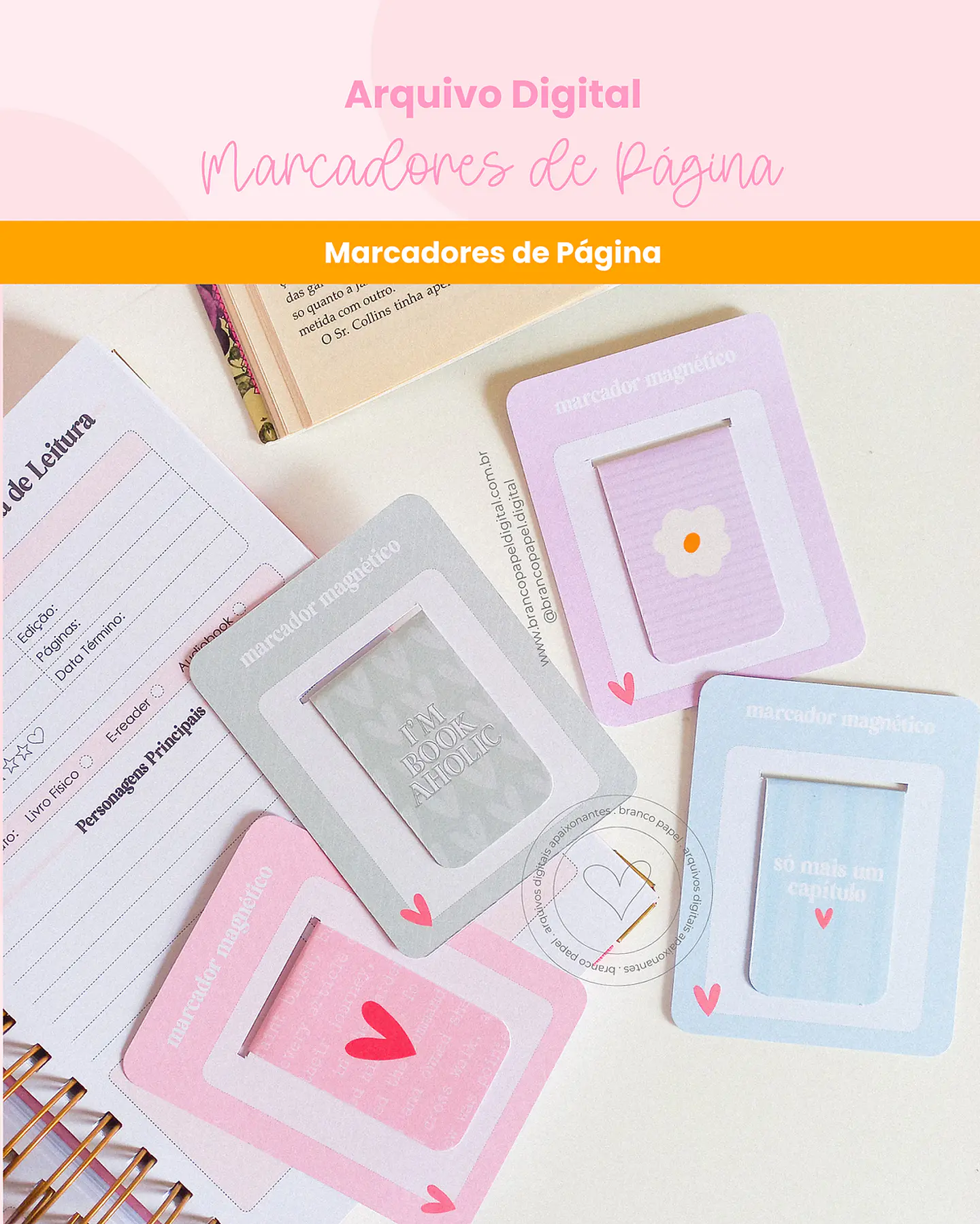 Arquivo Marcadores de Páginas Fofo - Branco Papel 1