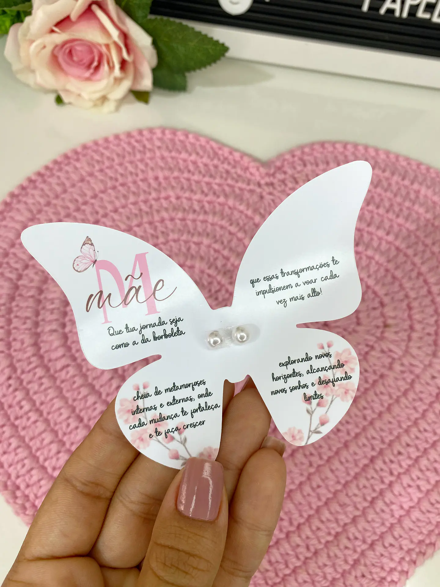 Arquivo Card Brinco Borboleta Dia das Mães - Arte com Papel 1