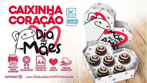 Arquivo de Corte Caixa Coração Doces Dia das Mães Flork