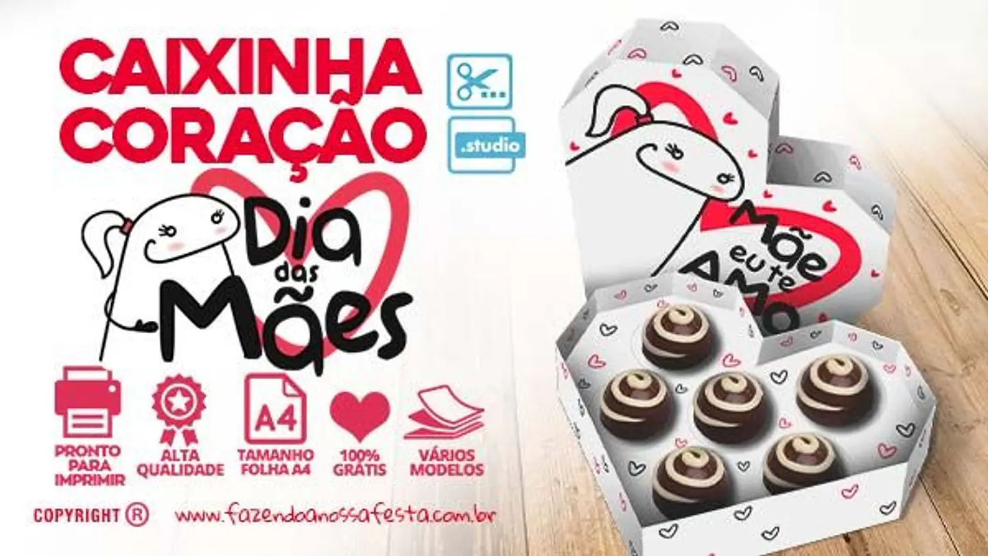 Arquivo de Corte Caixa Coração Doces Dia das Mães Flork 1