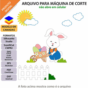 Arquivo de Corte Topo Coelhinho Carrinho de Mão