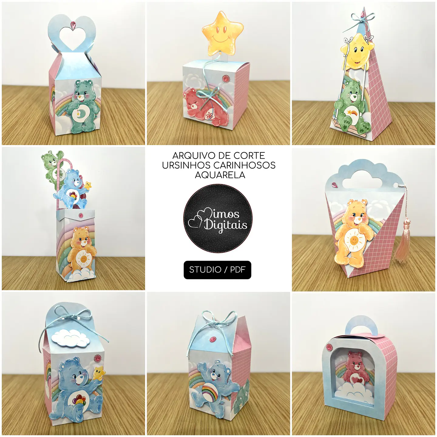 Arquivo de Corte Ursinhos Carinhosos Aquarela 3