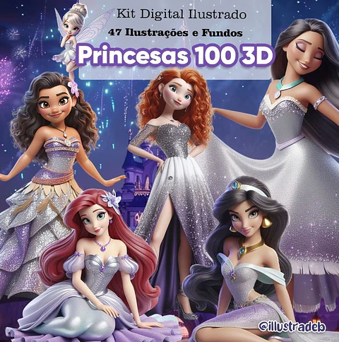 Kit Digital Princesas Disney - Illustradeb
