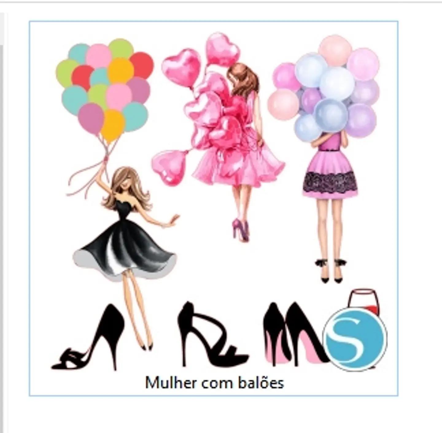 Arquivo de corte topo mulher com balões 1