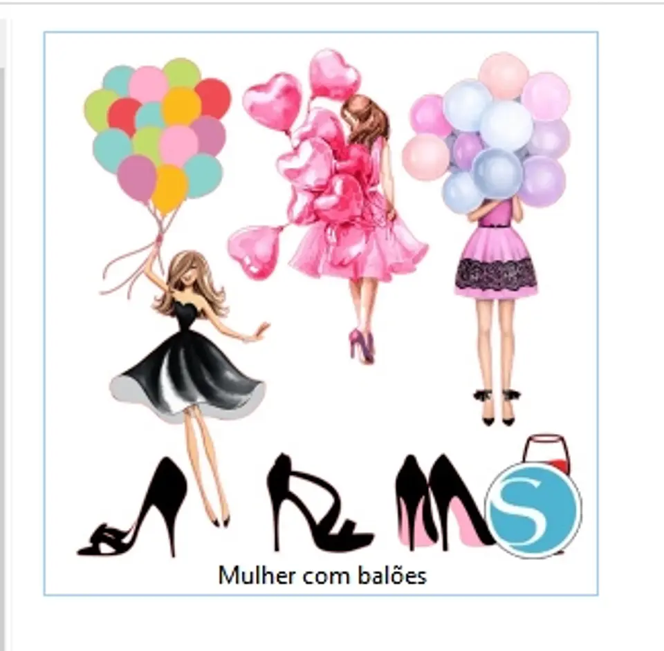 Arquivo de corte topo mulher com balões 1
