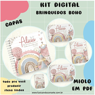 Arquivo Encadernação Baby Brinquedos Boho Menino e Menina - Fuxicando com Arte