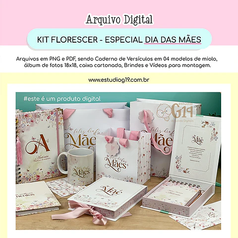 Arquivo Encadernação e Cartionagem Kit Florescer Dia das mães - Estudio G19