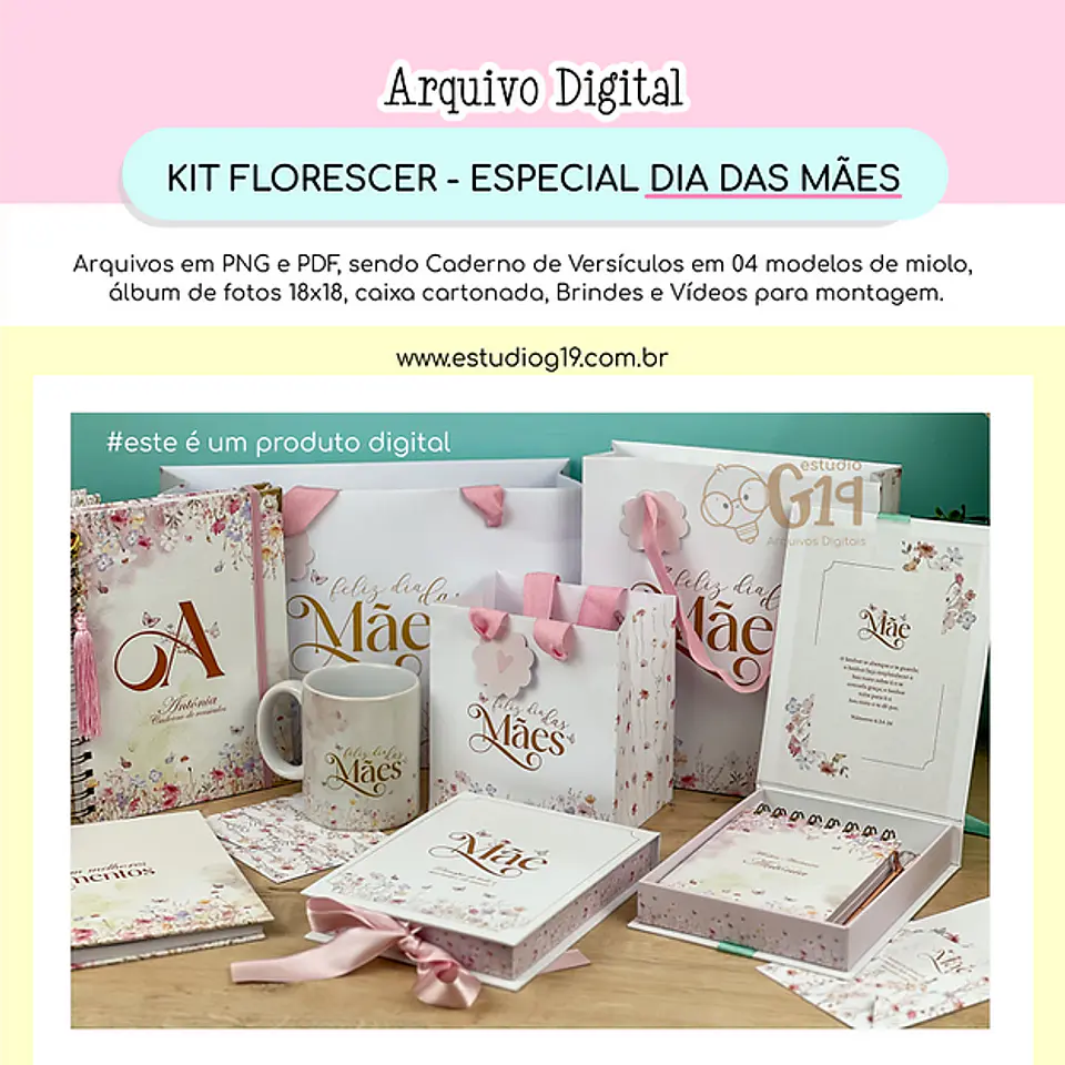 Arquivo Encadernação e Cartionagem Kit Florescer Dia das mães - Estudio G19 1