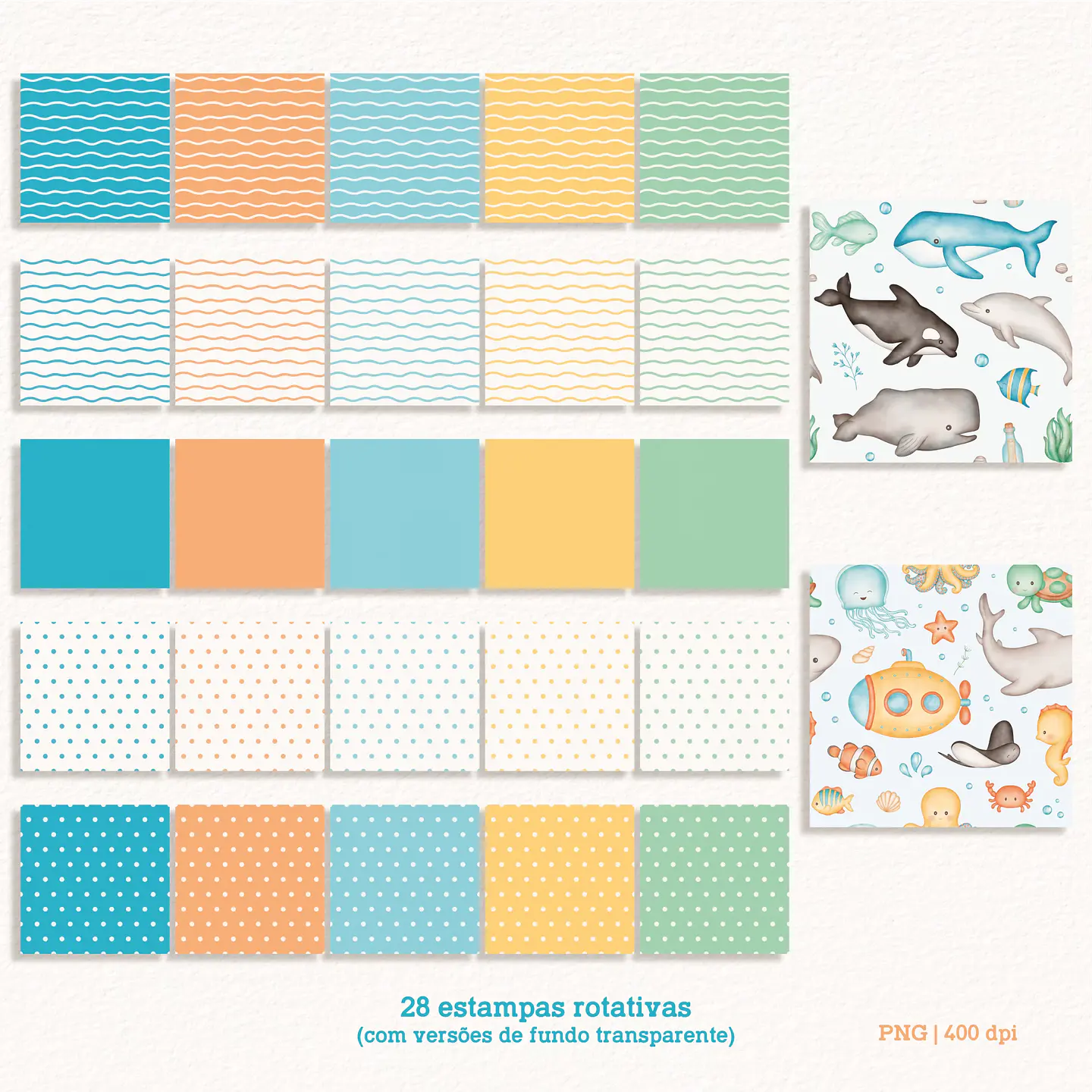 Kit Digital Fundo do Mar Aquarela - Estudio Daiane 5