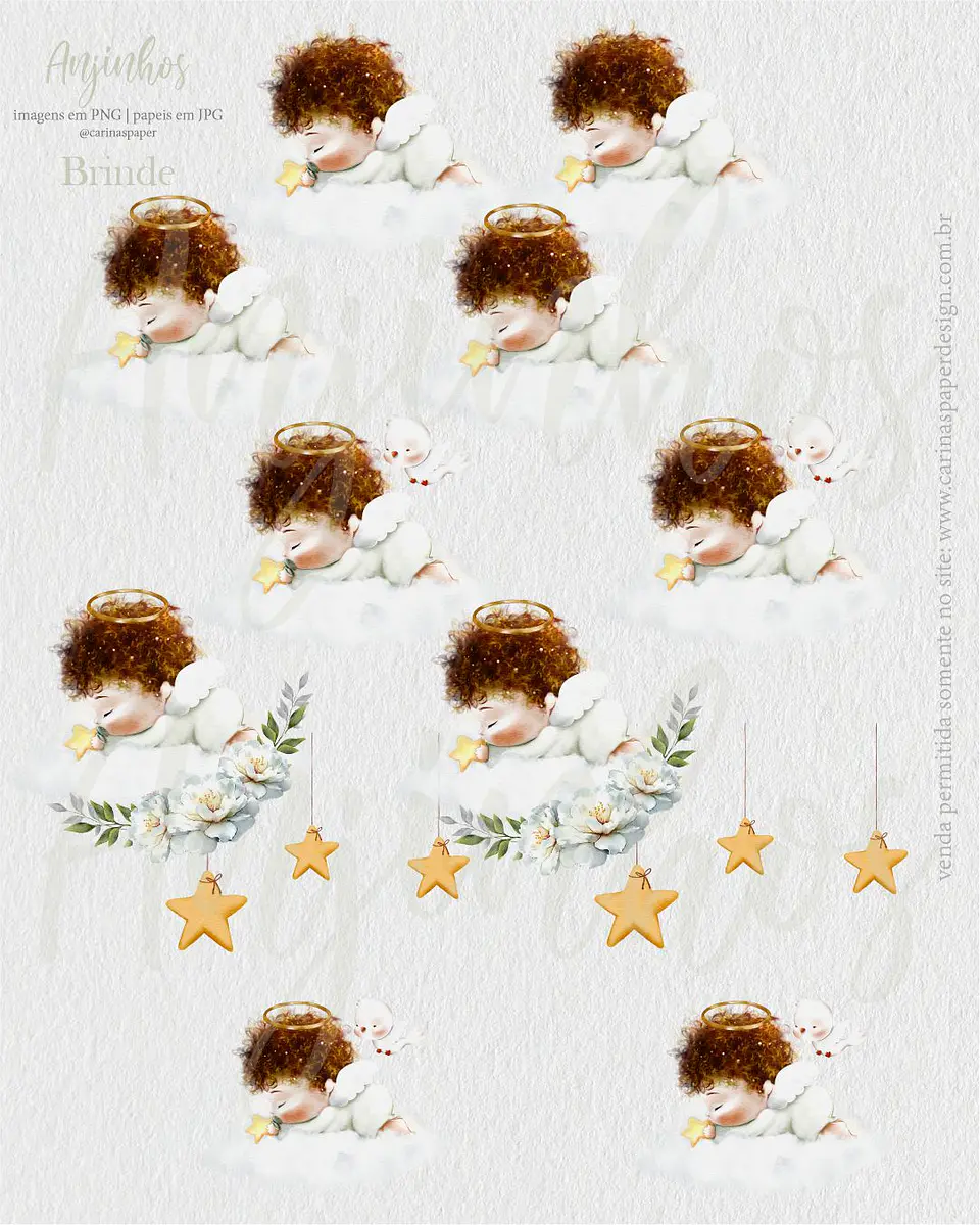 Kit Digital Anjinhos Aquarela - Carinas Paper 2