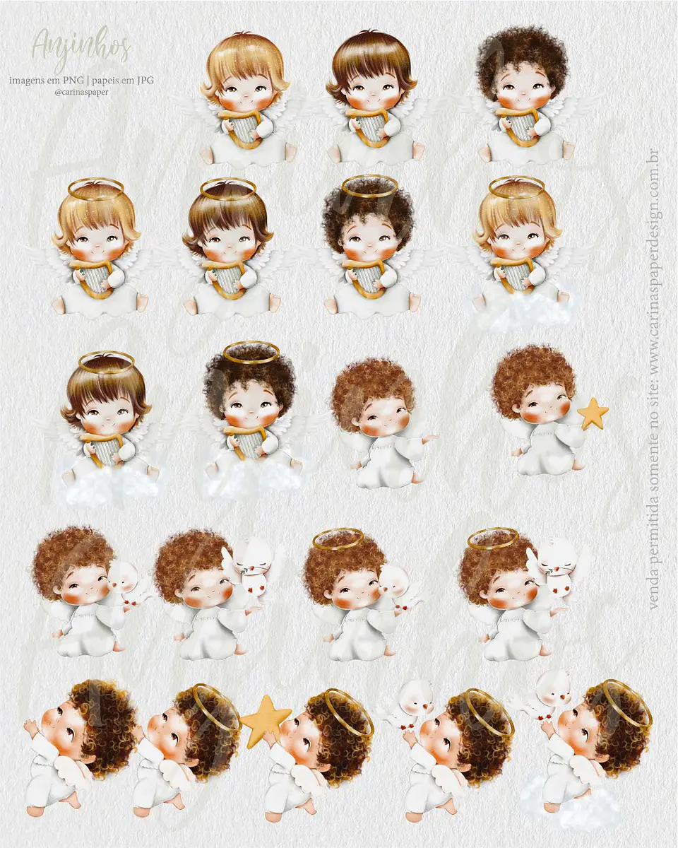 Kit Digital Anjinhos Aquarela - Carinas Paper 3