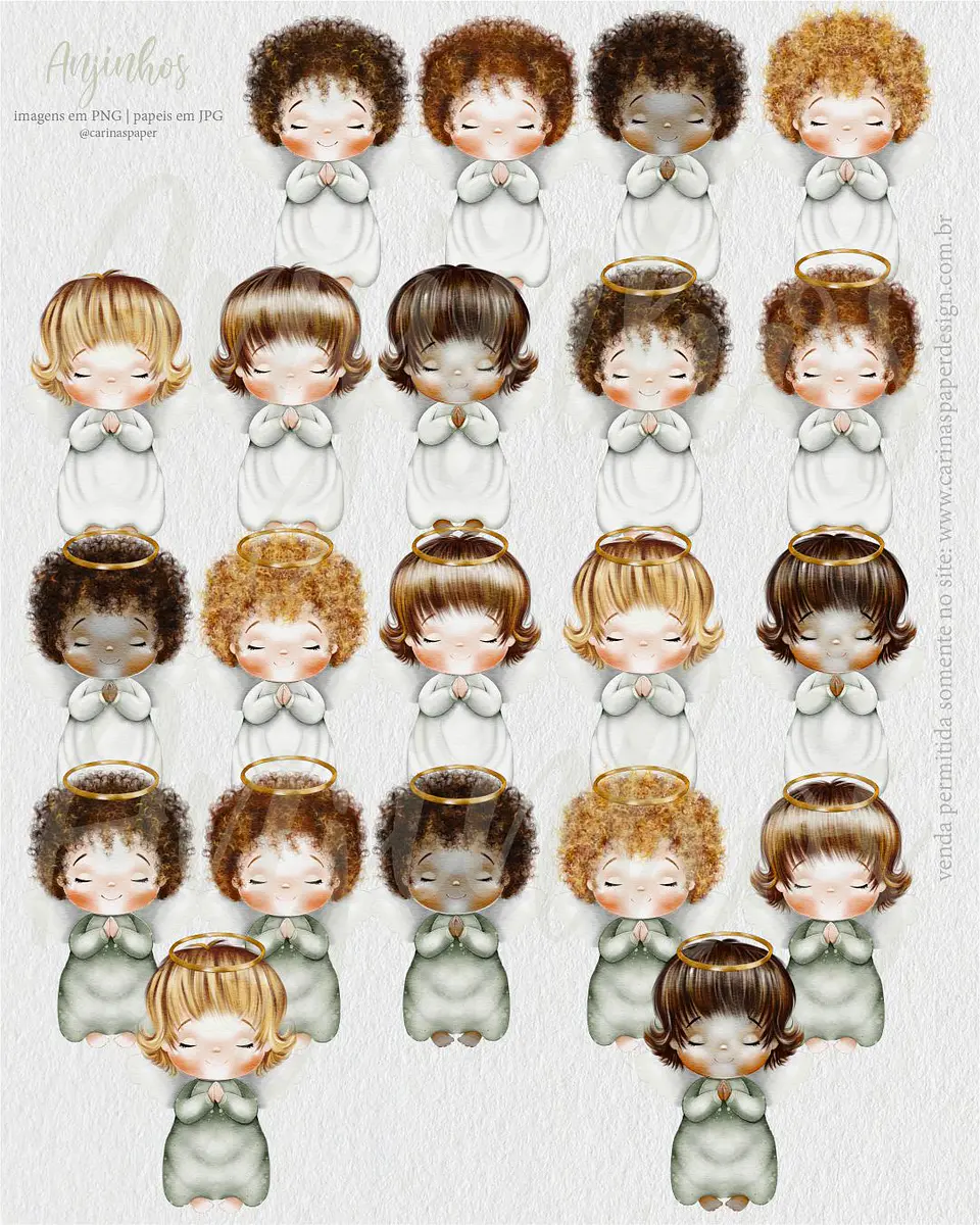 Kit Digital Anjinhos Aquarela - Carinas Paper 4