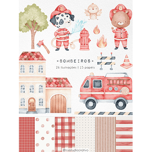 Kit Digital Bombeiros Aquarela - Ni Estudio