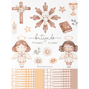 Kit Digital Batizado Aquarela - Ni Estudio