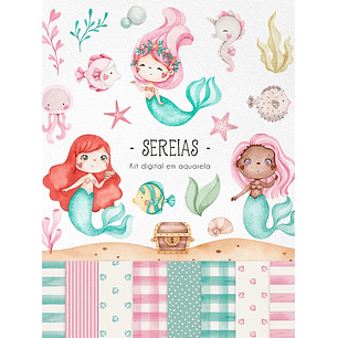 Kit Digital Sereias Aquarela - Ni Studio