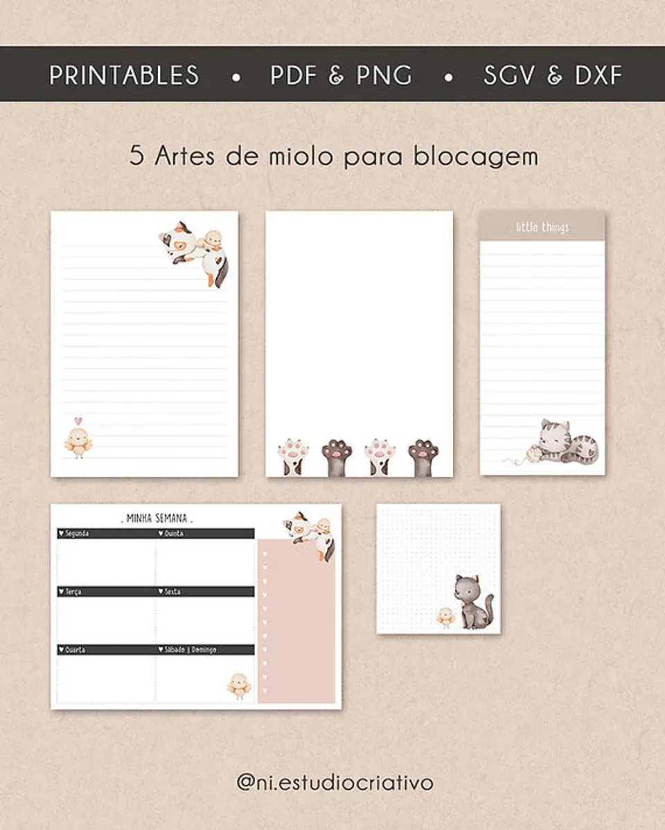 Arquivo Printables Amo Gatinhos - Ni Estudio 1