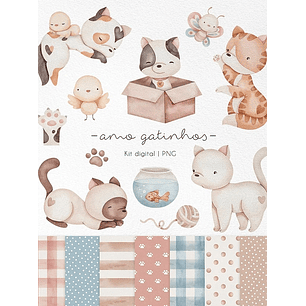 Kit Digital Amo Gatinhos - Ni Estudio