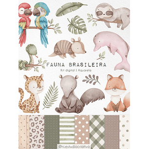 Kit Fauna Brasileira Aquarela - Ni Estudio