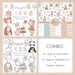 Kit Digital Combo Feliz Aniversário dos Animais - Ni Studio