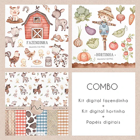 Kit Digital Combo Fazendinha + Hortinha - Ni Studio