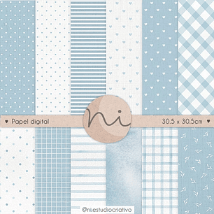 Kit Digital Papéis Azul - Ni Estudio