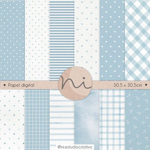 Kit Digital Papéis Azul - Ni Estudio