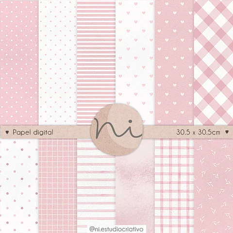  Kit Digital Papéis Rosa - Ni Estudio