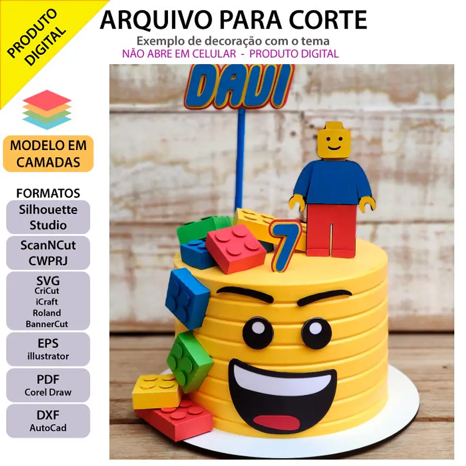 Arquivo de Corte Topo de Bolo Lego 1