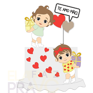 Arquivo Topo de Bolo Dia das Mães Presente da Mamãe - Camadas - Elafazpravc