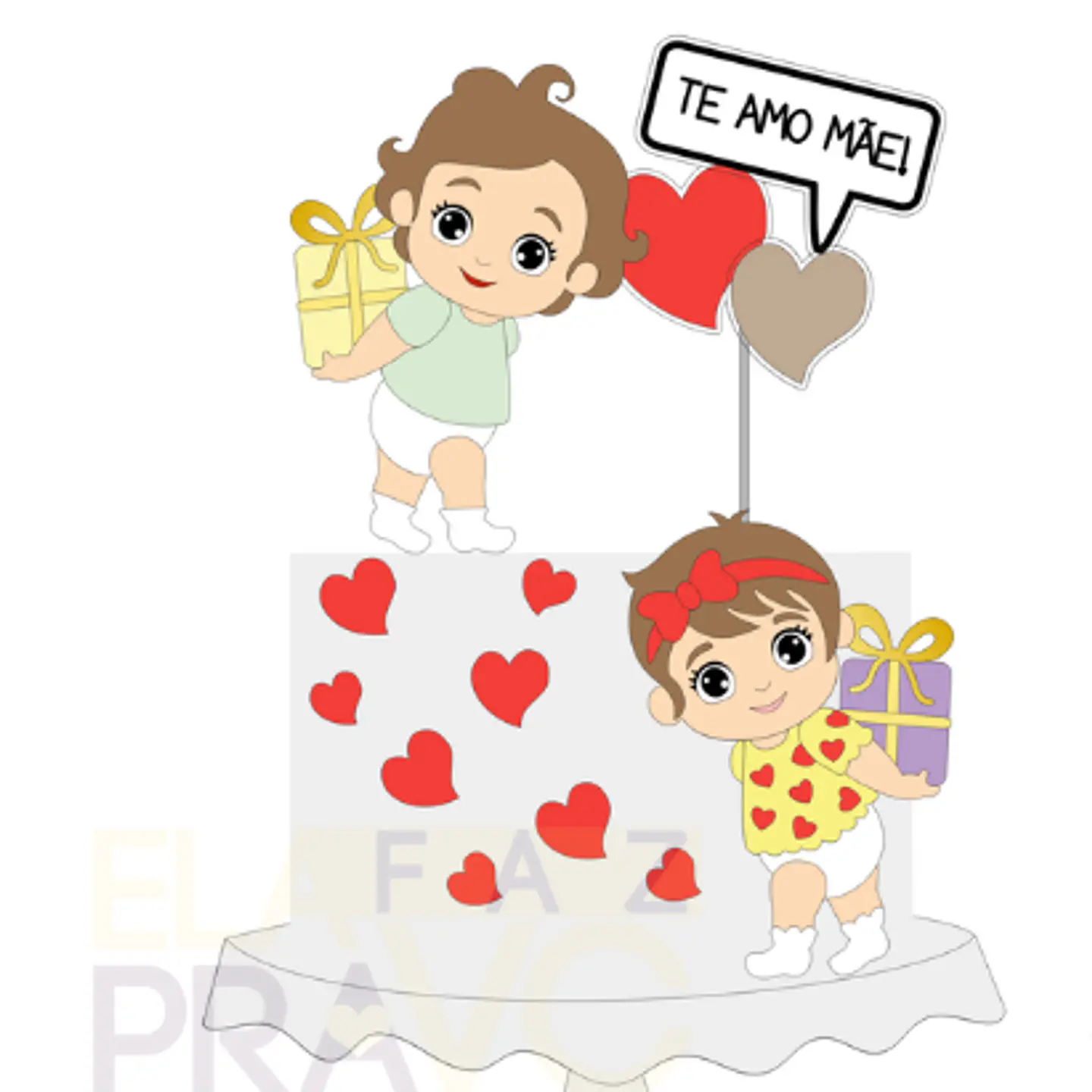 Arquivo Topo de Bolo Dia das Mães Presente da Mamãe - Camadas - Elafazpravc 1