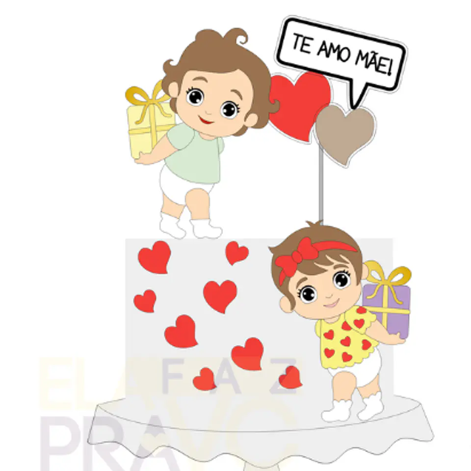 Arquivo Topo de Bolo Dia das Mães Presente da Mamãe - Camadas - Elafazpravc 1