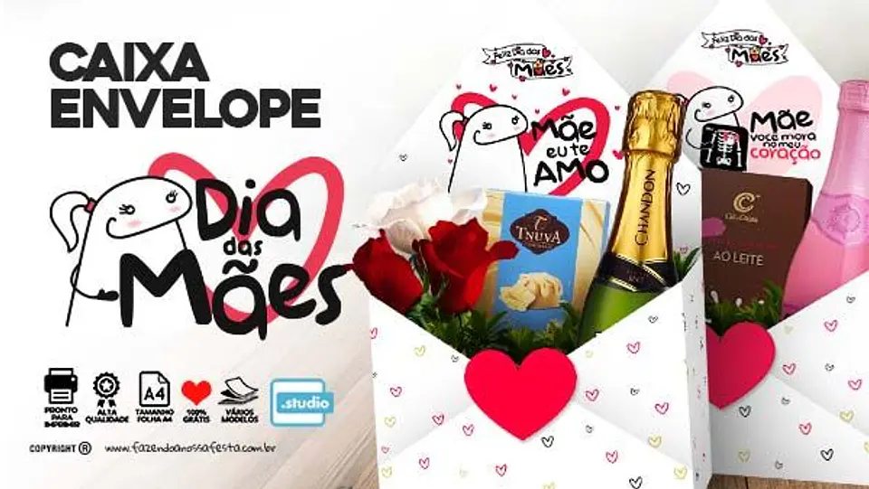 Arquivo de Corte Caixa Envelope Flork Dia das Mães 1