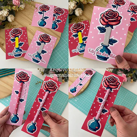 Arquivo Dia das Mães Cards Rosa Caneta ou Lixinhas - A sua maneira Festas