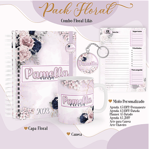 Arquivo Encadernação Agendas Combo Floral Lilás 2023 - Pamella