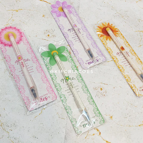 Arquivo Dia das Mães Marca Páginas Caneta Flores e Cores - Kif Criações